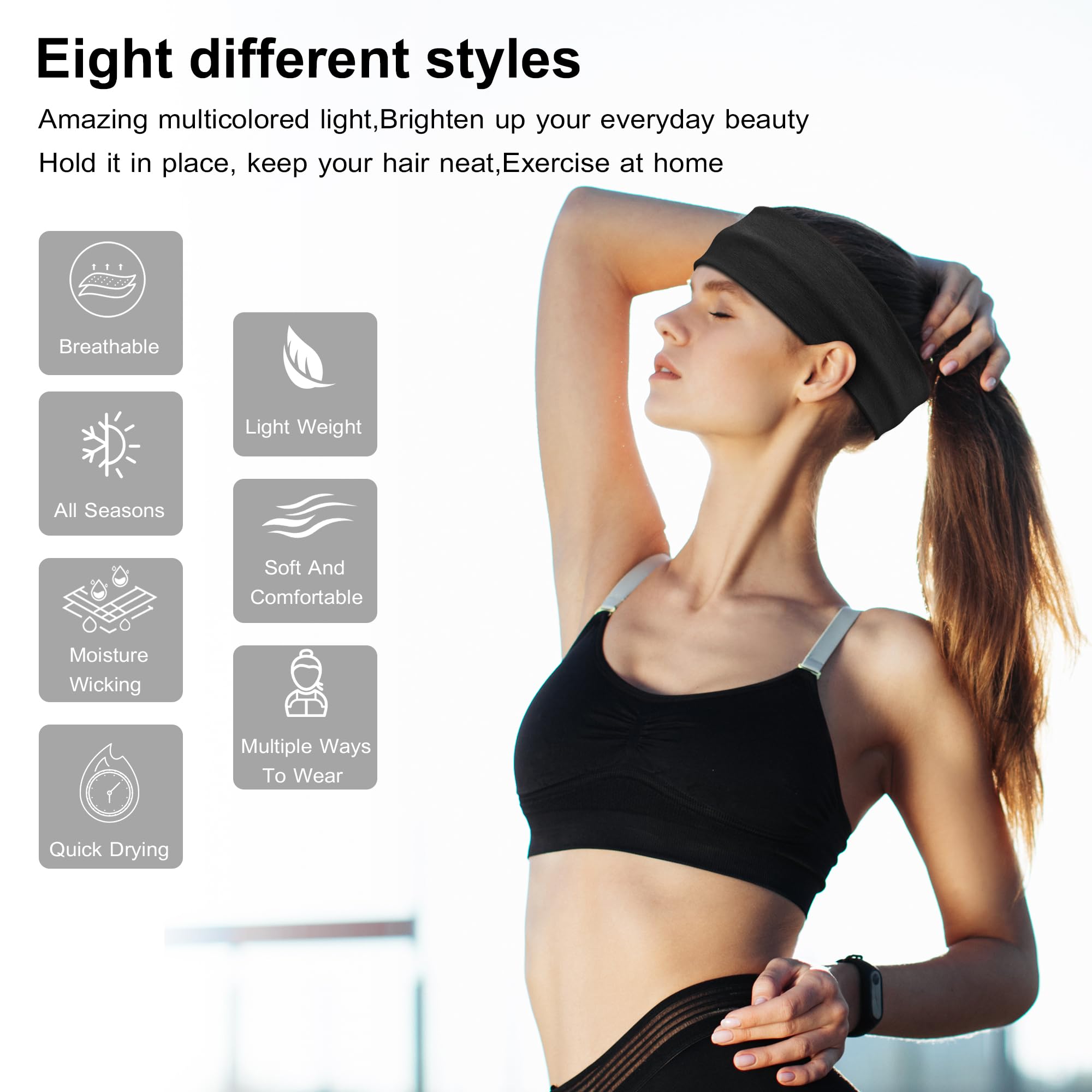 Ztomine bandas para cabello, vista lateral, ajuste cómodo durante yoga y running.