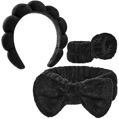 Diadema para cabello Ztomine con burbujas manteniendo el cabello seco durante la limpieza facial