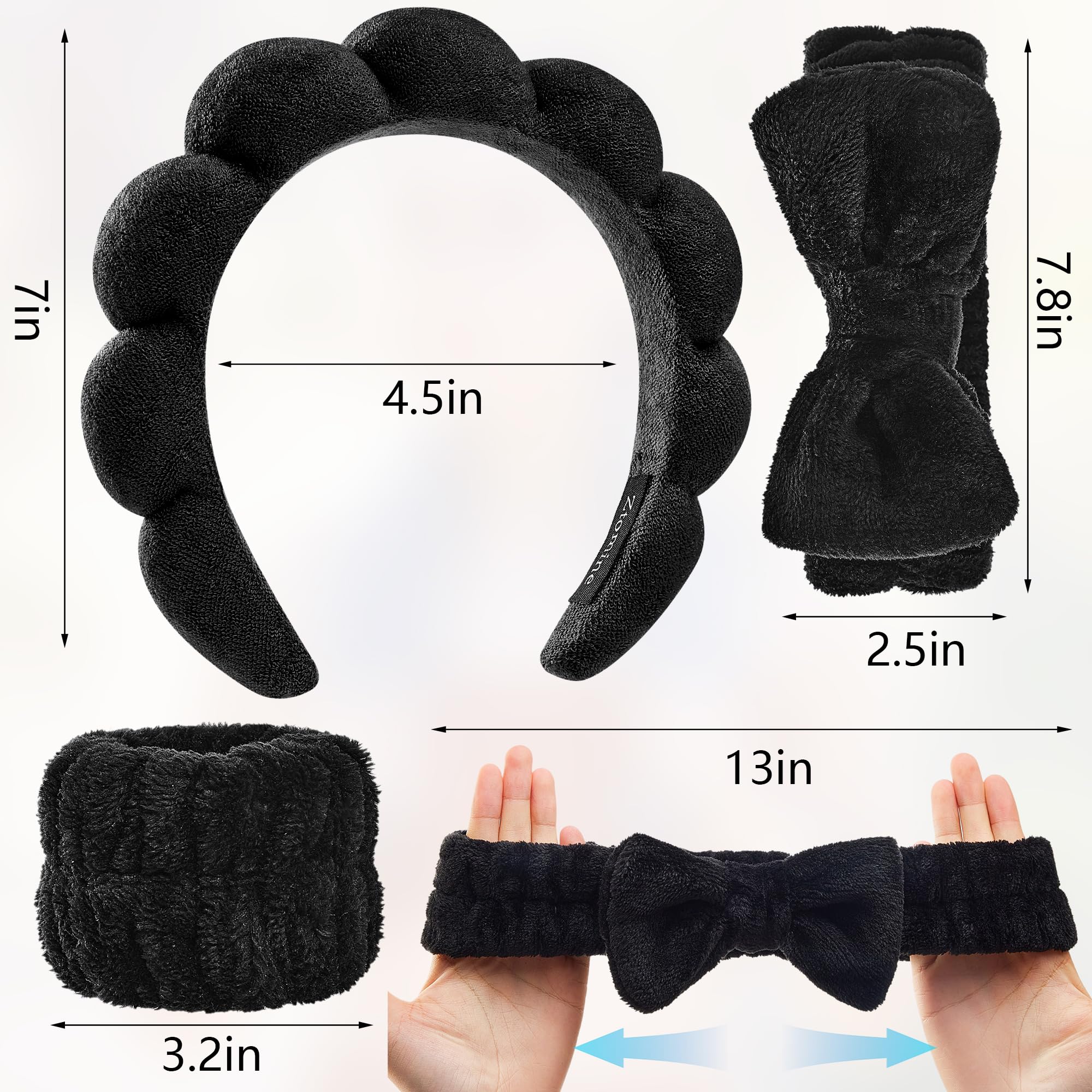 Diadema para cabello Ztomine con lazo para cuidado facial