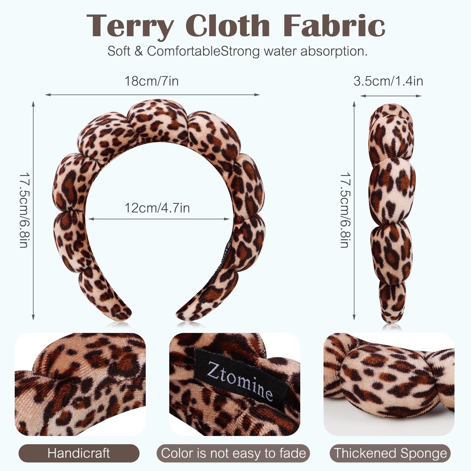Diadema Ztomine spa terry croissant para recoger el cabello durante la limpieza facial