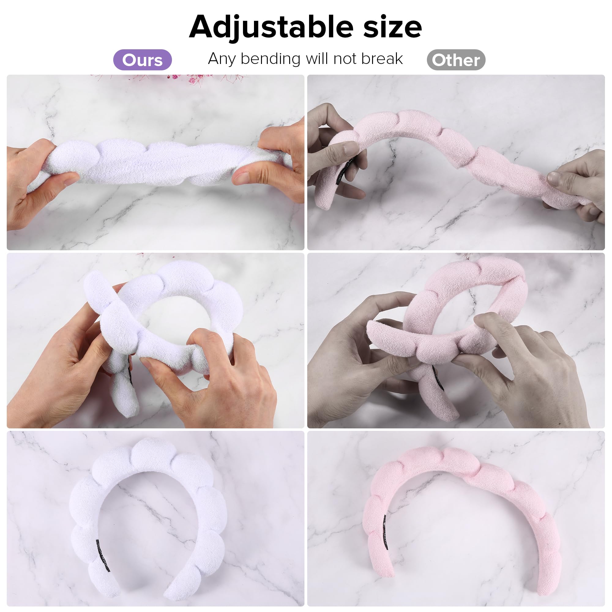 Ztomine Spa Headbands para maquillaje, impiden que el cabello interfiera.