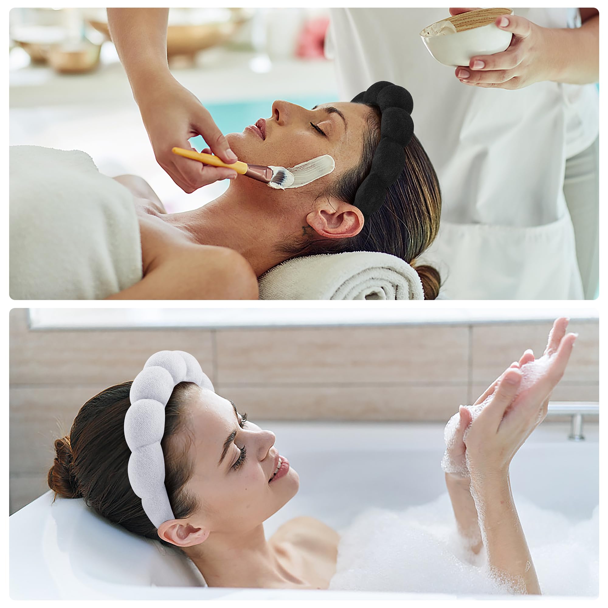 Ztomine Spa Headbands terry absorbente, evita salpicaduras durante el lavado facial.