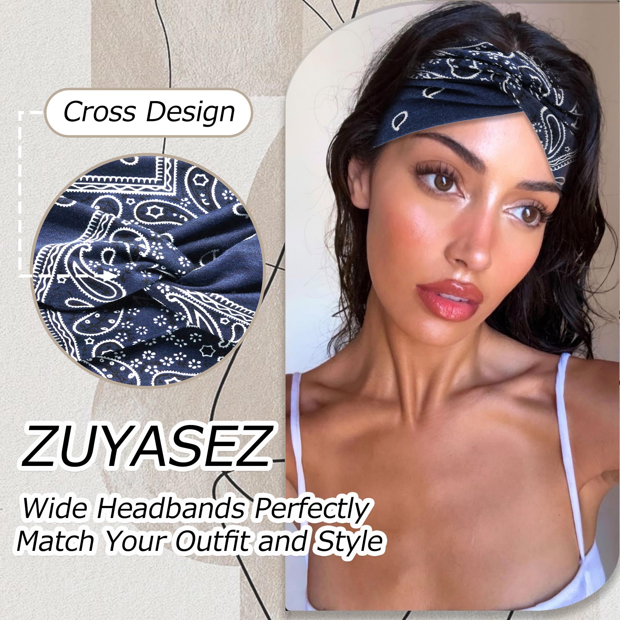 ZUYASEZ banda turbante estilo para looks rápidos y cómodos