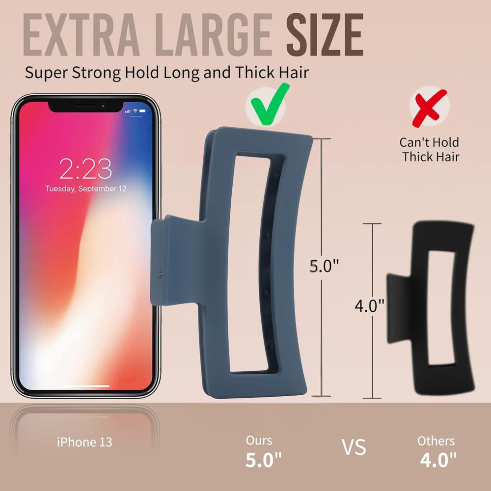 ZYTJ clip rectangular grande con acabado mate, ideal para estilos de pelo grueso y rizado.
