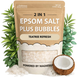 ZZZELLNESS Sal Epsom burbujas coco aromaterapia para relajación y bienestar.
